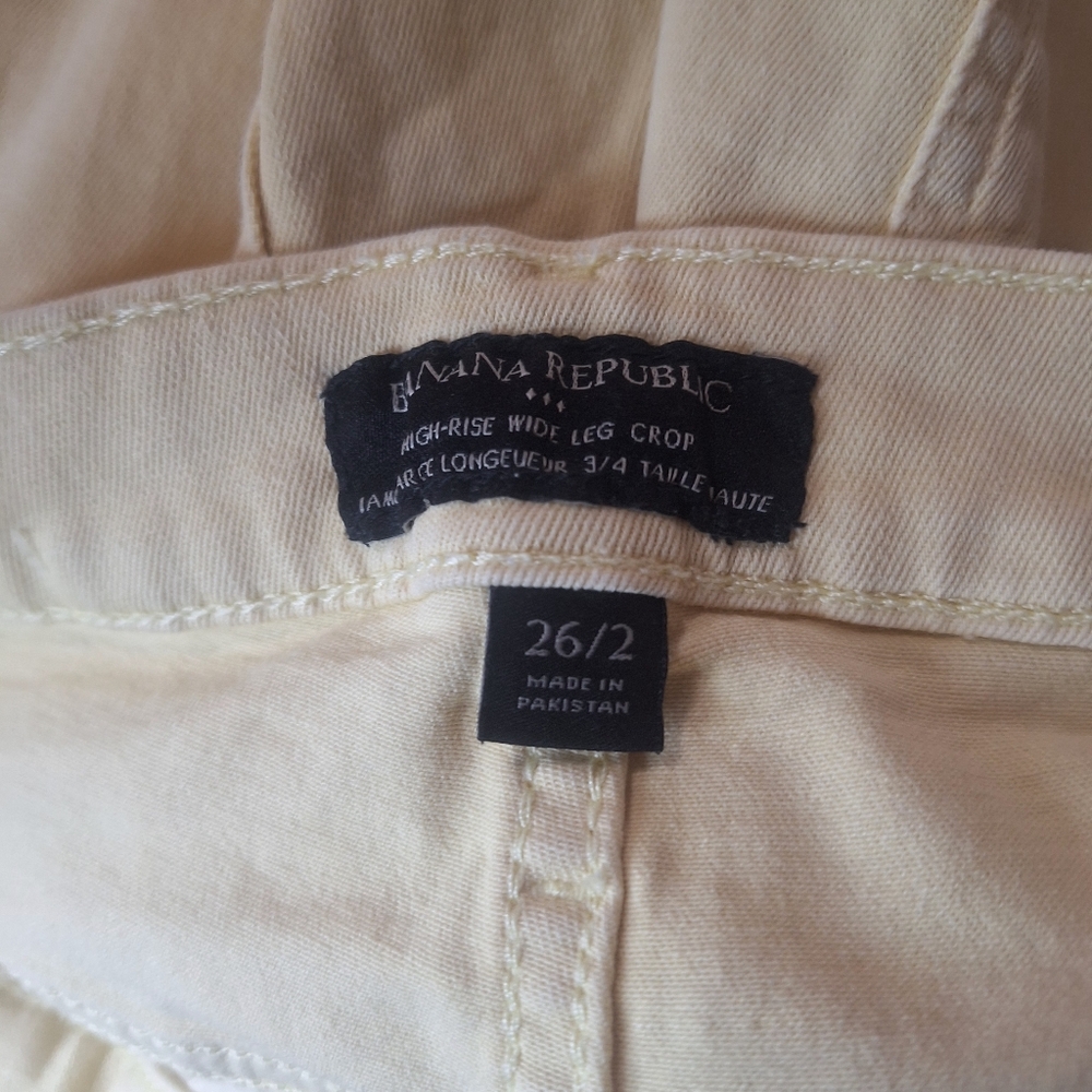 Banana Republic high rise cropped pants pale citrus SZ 26 - Picture 8 of 8